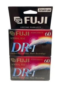 New Blank Fuji Audio Cassettes DR-I 60 Minutes Tapes Extra Slim Case-Lot of 2 - Picture 1 of 5