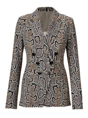 Cabi 全新全新带标签 Python Blazer 尺寸 2 #3733 蛇纹印花象牙色棕色黑色 189 美元 — 第 1/4 张图片