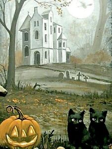 1.5x2 DOLLHOUSE MINIATURE PRINT OF PAINTING RYTA 1:12 SCALE Halloween Salem Cat