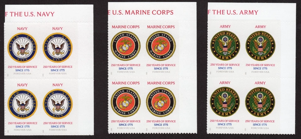 Scott #6010-6011-6012 Army Marines Navy 250th Title Block of 4 Stamps - MNH UR - Image 1 of 1