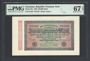 Germany Republic Treasury Note 20000 Mark 1923 P85a Uncirculated Grade 67 - Picture 1 of 2