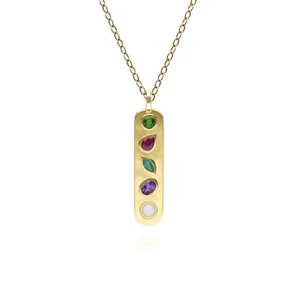Colgante de piedras preciosas acrósticas ""Sueño"" oro cepillado codificado susurros - Imagen 1 de 1