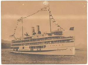 POSTAL FOTOGRÁFICA VINTAGE NY HUDSON RIVER DAY LINE BARCO DE VAPOR DE WITT CLINTON - Imagen 1 de 2