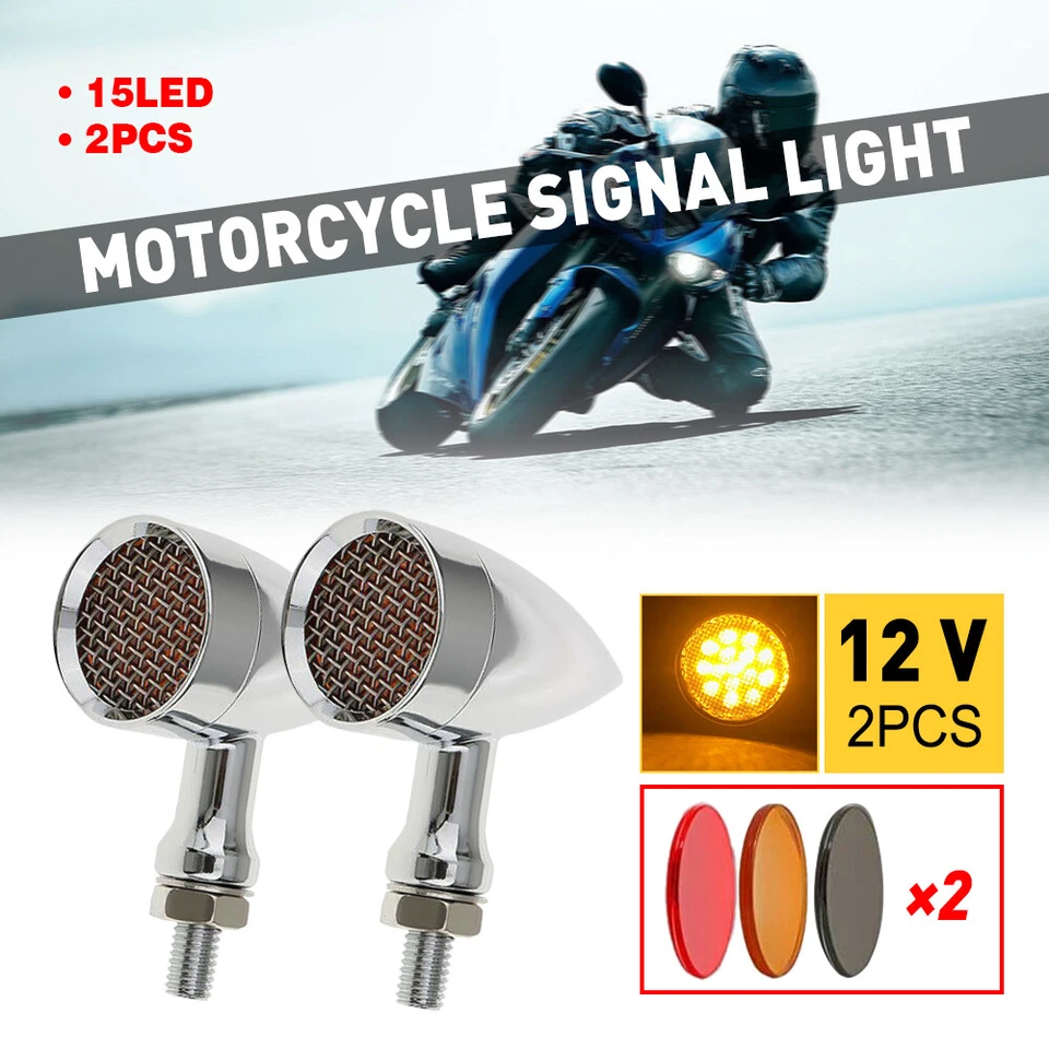 Luces intermitentes indicadoras de señales de giro para motocicleta 2 piezas ámbar bala aptas para Suzuki Foto 1 de 4