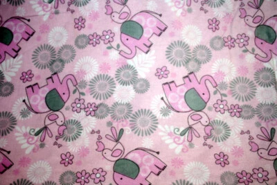 PINK ELEPHANTS ON PINK FLANNEL FROM AE NATHAN - 100% COTTON FABRIC - Image 1 of 3
