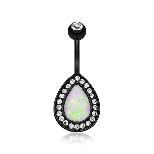 Опал Avice живота кольцо розового золота черный мульти драгоценный камень прозрачный CZ сексуальный военно-морской камень 14g - Изображение 1 из 1