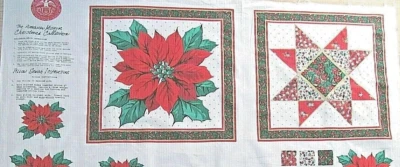 Spectrix  American Museum Pillow Panel Poinsettia & Cheater Block Panel Remnant - Image 1 of 4