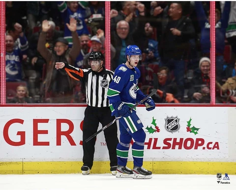 Elias Pettersson Vancouver Canucks Unsigned Goal Celebration Photograph Cover