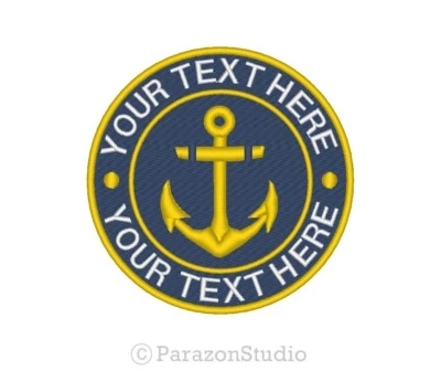 Custom Embroidered Anchor Sew on Round Patch RD01 - Image 1 of 4