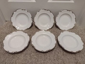 Hutschenreuther Sylvia Platinum Trim Rimmed Soup Bowl 8 3/8" Set Of Six - Picture 1 of 7