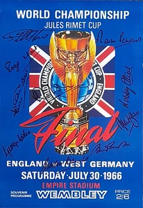 1966 England World Cup Team Signed x 10 Final Programme Poster Photo PROOF COA - Picture 1 of 3