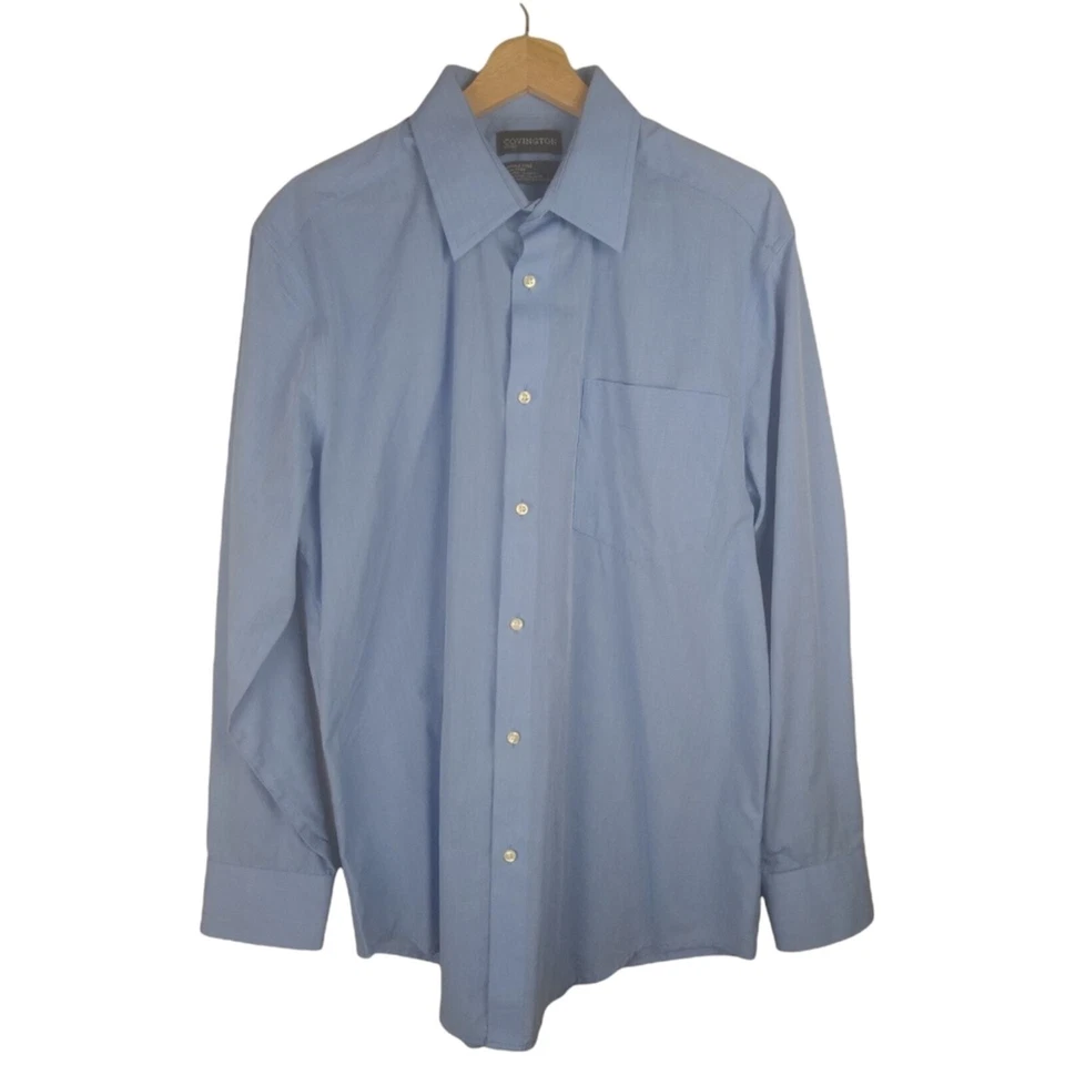 Camisa de vestir ajustada Covington azul cuello 16,5 Foto 1 de 4