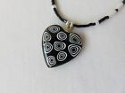 Murano Classic Heart Pendant Necklace -- Beaded Necklace -- Sterling Silver