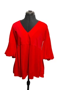 River Island Red Women Peplum Top Blouse Shirt with Frills Size 8 - Picture 1 of 9