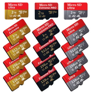 2TB 1TB Micro SD Card 128GB 256GB 512GB Class 10 SDXC TF Memory Card + Adapter - Picture 1 of 27