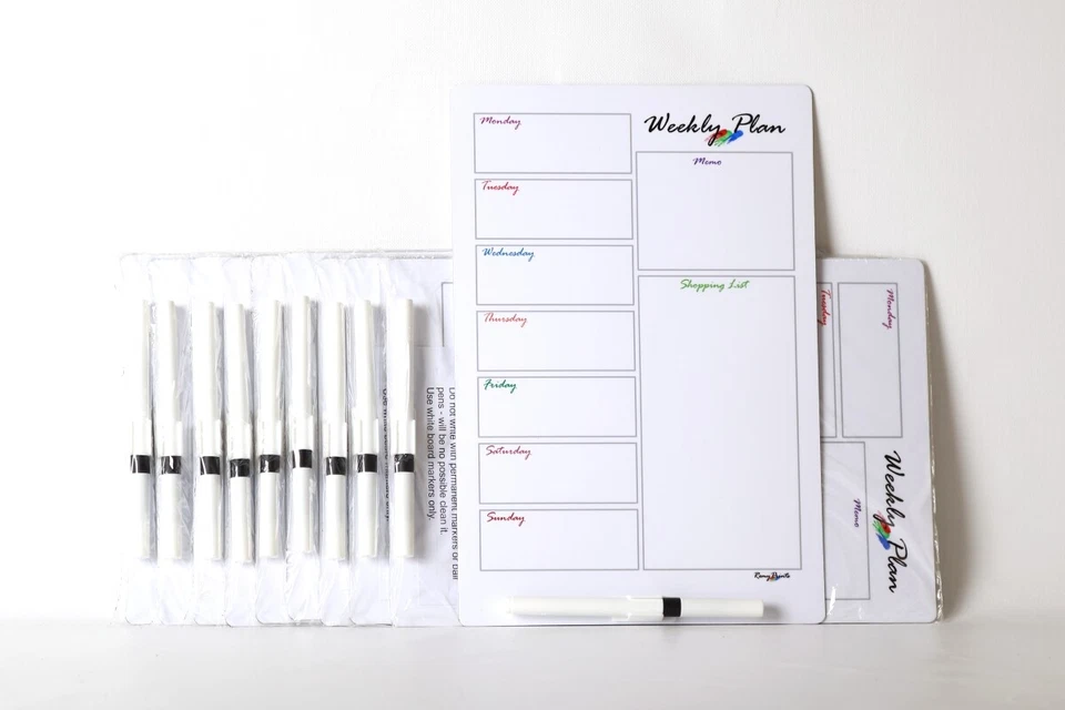 Job Lot box 10 Magnetic Fridge Weekly Meal Planner Drywipe A4 White Board + Pen - Image 1 of 1