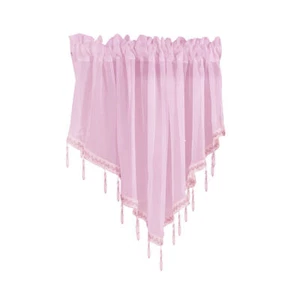 3 Panels Sheer Lace Swag Window Curtain Valance w/ Crystal Beads Kitchen Bedroom - Picture 1 of 60