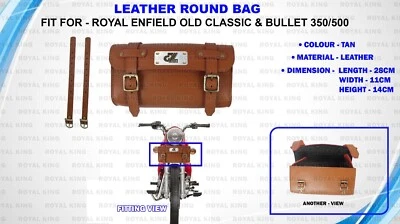 Royal Enfield "Bolso redondo de cuero bronceado apto para Old Classic & Bullet 350/500" Foto 1 de 4