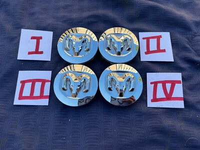 DODGE RAM 1500 WHEEL CENTER CAP 6KF18TRMAA HUBCAP RIM 2 1/2" CHROME SET 19-23 Foto 1 de 4