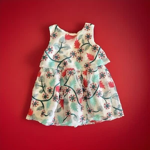 12 Mo Genuino Niños Oshkosh Niñas Bebé Vestido Caramelo Flor Blanco Navidad Vacaciones - Imagen 1 de 9