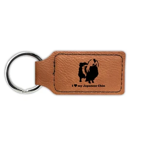 I Love My Japanese Chin Keychain Leatherette - Laser Engraved - Key Chain - - Picture 1 of 16