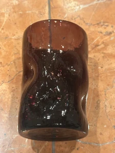 BLENKO ART GLASS AMETHYST PURPLE CRACKLE PINCHED DIMPLE TUMBLER 4.75" EUC - Picture 1 of 10