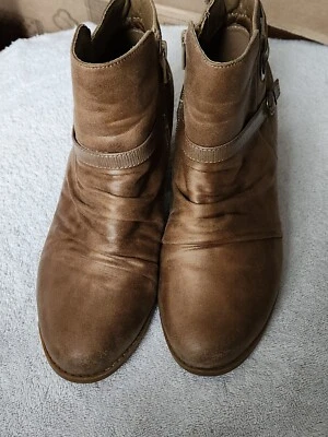 Yuu Mujer Regina Botines Botines Talla 8.5 W Ancho Marrón Cremallera Lateral Foto 1 de 4