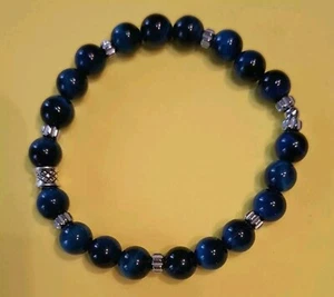 BRACCIALE BRACCIALETTO UNISEX OCCHIO DI TIGRE BLU SFUMATO (B11) - Foto 1 di 3