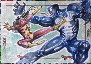 Tarjeta Marvel Greatest Battles SketchaFEX Spider-Woman vs Venom Artist: Martins - Imagen 1 de 2