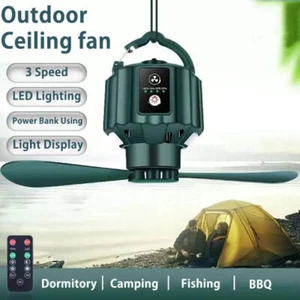 Tent Ceiling Fan Camping Tent Fan with Remote Control USB Battery & Hanging Hook - Picture 1 of 17