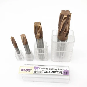 AlTiN Solid Carbide Pipe Threading Mill G/BSPT/NPT/NPTF 1/16 1/8 1/4 3/8 1/2 1" - Bild 1 von 3
