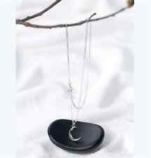 925 Sterling Silver Necklace Sweet Moon Crescent Pendant Women Jewelry Chain UK