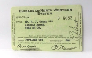 1954 Chicago and North Western System Employee Train Pass Railway Railroad - Picture 1 of 2