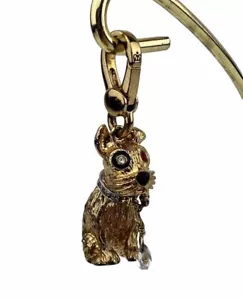 Juicy Couture Doggy Charm Scotty Yorkie Terrier 3D Golden Crystal Clip Dangle - Picture 1 of 13