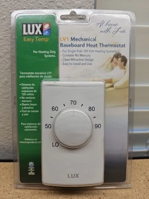 LUX LV1 Easy Temp Mechanical Baseboard Heat Thermostat-Single Pole Systems (C4) - Image 1 of 4