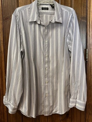 Vintage Structure Shirt Adult XL White Stripe Cotton Button Up Mens - Image 1 of 4