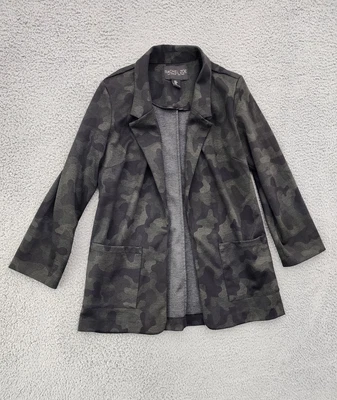 Blazer Rachel Zoe Mujer Medio Camuflaje Verde Frente Abierto Ligero Chaqueta Bolsillos Foto 1 de 4