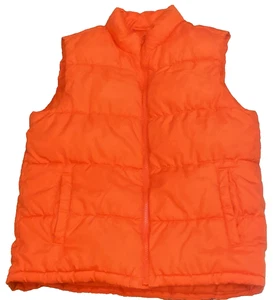Old Navy Orange zip up Puffer Vest with Pockets Boys Large  10-12 - Picture 1 of 7