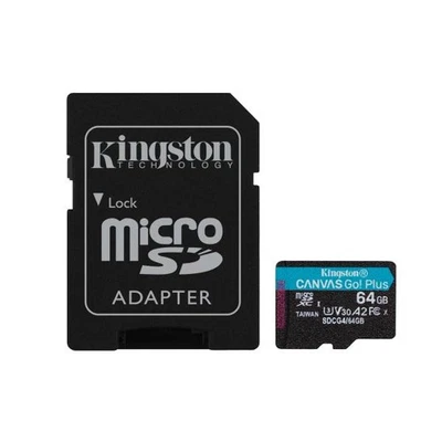 Kingston SD MICRO 64GB CL10 UHS-I CON ADATT 200MB/S LET.160MB/S SCRIT.KINGSTON - Immagine 1 di 4