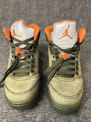 Size 6.5Y Air Jordan 5 Retro 2024 Olive (GS) Clean Green Suede Youth 440888-308 - Image 1 of 4