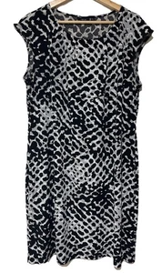 APT 9 Damen Etuikleid schwarz/weiß abstraktes Muster ärmellos Rundhals XL - Bild 1 von 13