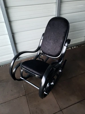 Vintage BENTWOOD ROCKER  Rocking Chair Mid Century Modern Black On Black Custom - Image 1 of 4
