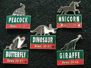 Disney pin Set Animal Kingdom Parking Lot Signs Dinosaur Unicorn Peacock Giraffe - Picture 1 of 1