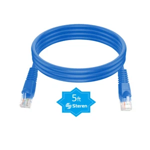 Steren 5ft Cat5e Patch Cord Snagless UTP cULus Molded Blue - Picture 1 of 5