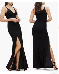 Dress the Population, Black Iris Slit Crepe Dress, NWT Women’s Small , V Neck - Picture 1 of 6