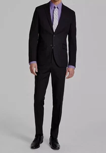 Kenneth Cole Men's Black Techni-Cole Slim Fit 2-Piece Jacket-Pants Suit Size 40R - Picture 1 of 6