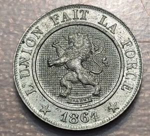 BELGICA BELGIUM LEOPOLD I 10 CENTIMES 1864 EBC+/SC - Picture 1 of 2