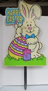Vtg 2000 Yard Art Impact Plastics - Happy Easter - 26" Tall Easter Bunny w/Stake - Bild 1 von 6