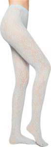 COLLANT PIZZO CALZEDONIA LACE TIGHTS Pantyhose T. 4 L fiorato AZZURRO 613C - Foto 1 di 16
