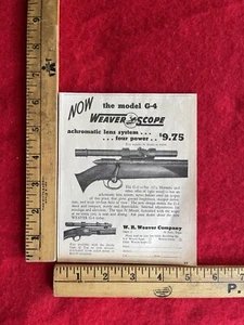 Vintage 1947 Print Ad Weaver Scope Model G-4 Hunting Scope Ad Only - Picture 1 of 1